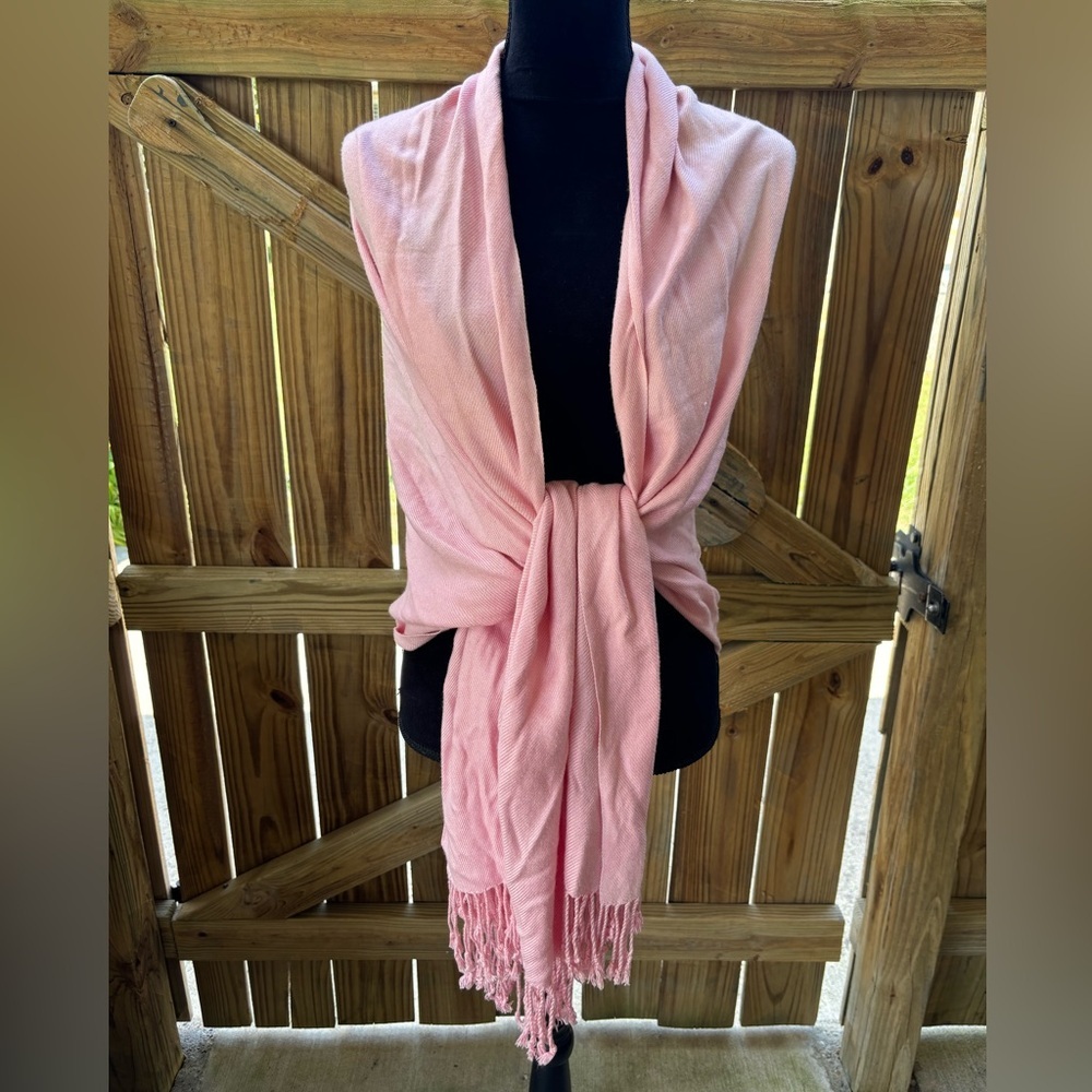 Mary Kay Pink Fringed Silky Soft Shawl Wrap